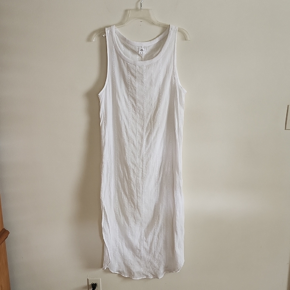 O'Neill Ivory Textured Eyelet Midi Dress Beachy Surf Girl Women Medium Side Slit